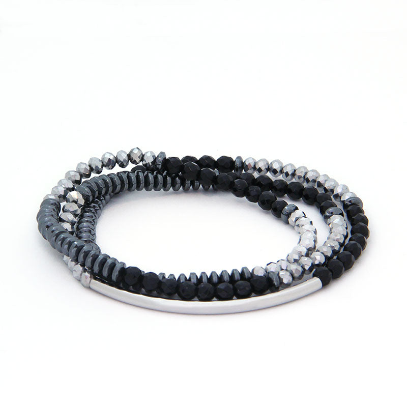 la·Label Jewelry Bracelet Stretch 3 Rows LB-015B