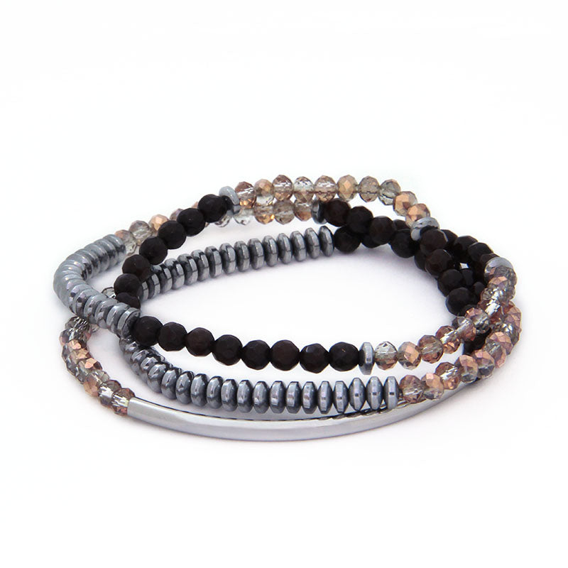 la·Label Jewelry Bracelet Stretch 3 Rows LB-015B