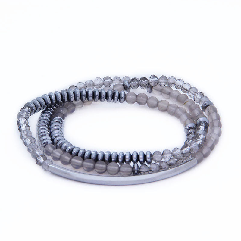 la·Label Jewelry Bracelet Stretch 3 Rows LB-015B