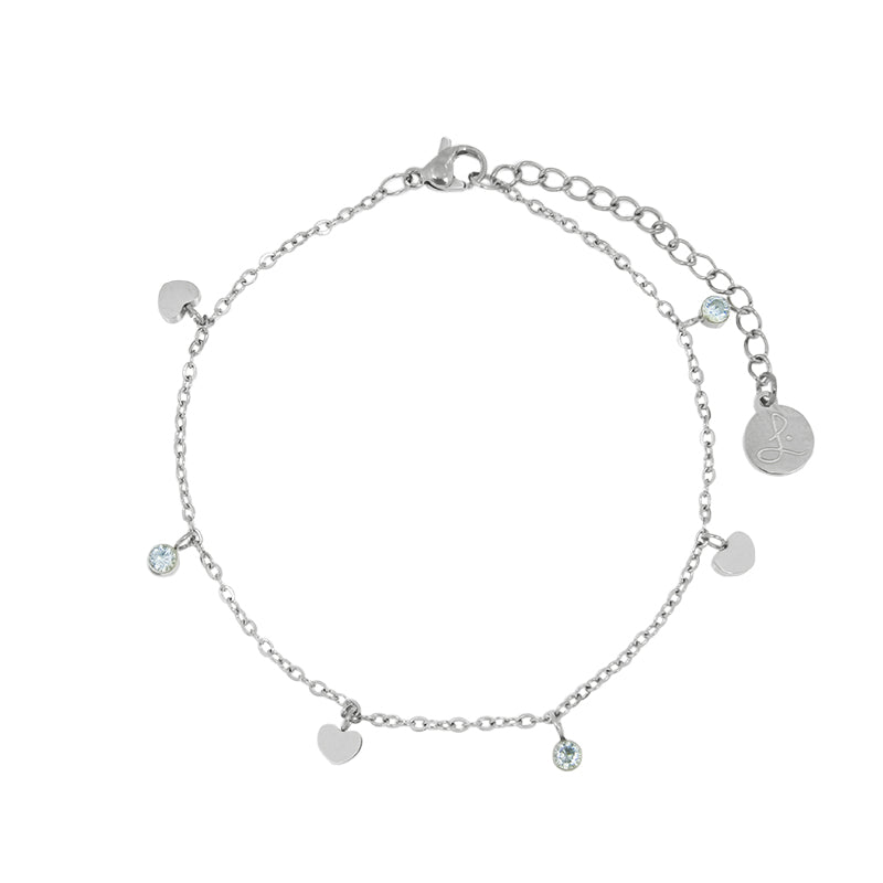 la•Label Jewelry Anklet heart cubic zirconia pendant LA-003-HST