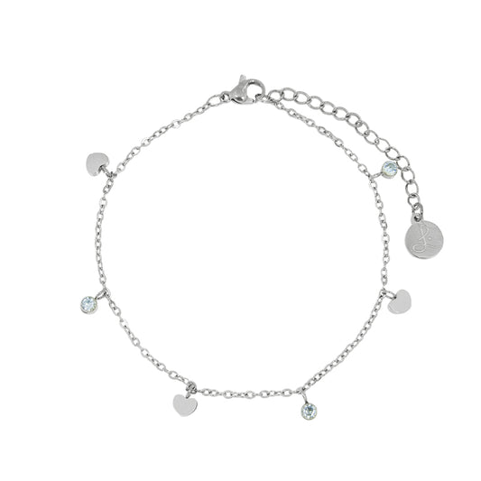 la•Label Jewelry Anklet heart cubic zirconia pendant