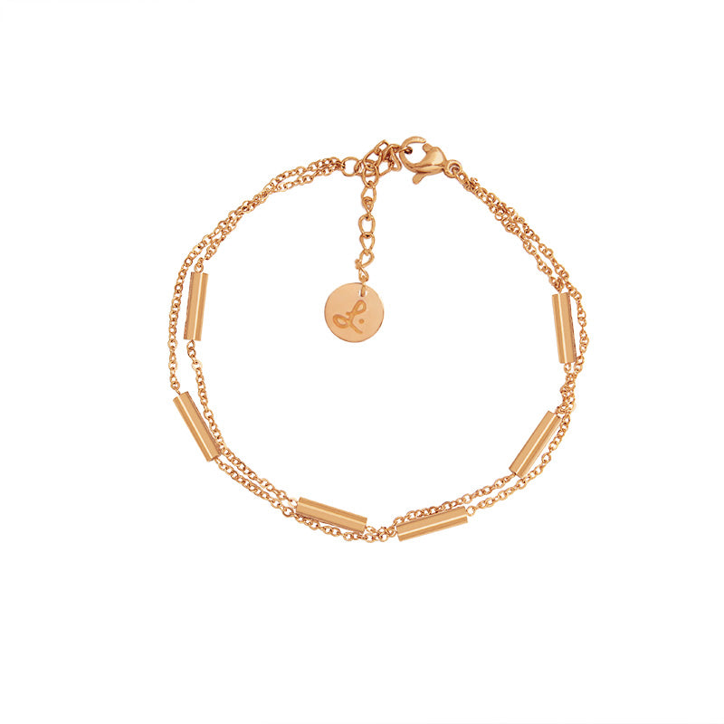 la·Label Jewelry Bracelet Double Chain Bars LB-030-STS