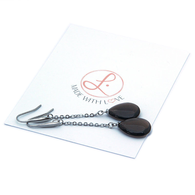 la•Label Jewelry Earrings Chain Pendant Smokey Topaz LE-010-SMT