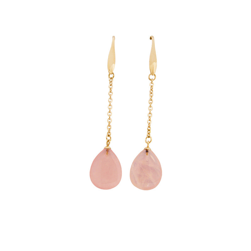 la•Label Jewelry Earrings Chain Pendant Rose Quartz LE-010-RSQ