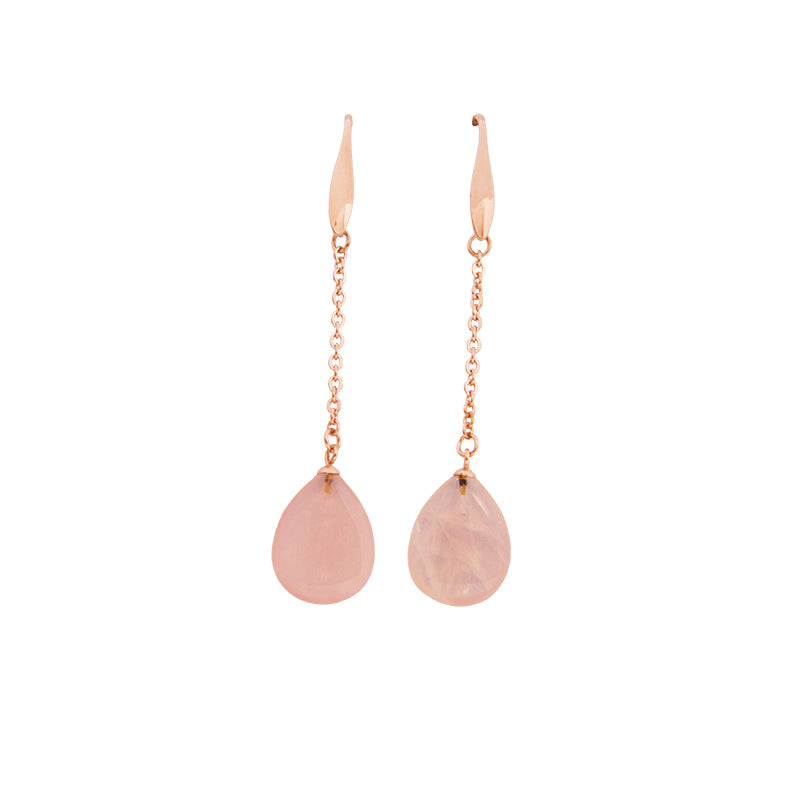 la•Label Jewelry Earrings Chain Pendant Rose Quartz LE-010-RSQ