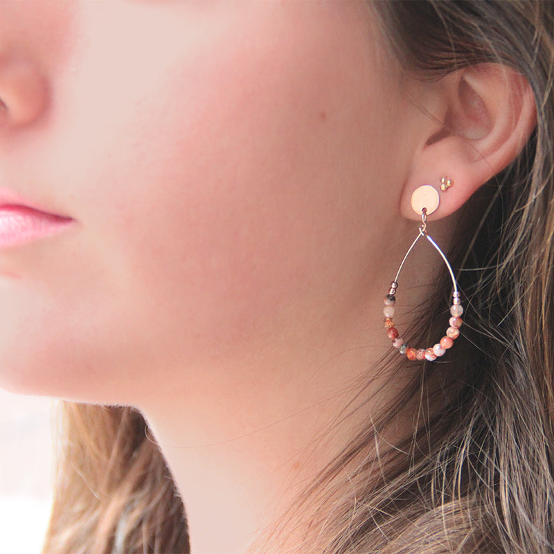 la•Label Jewelry Earrings Wire Drops Precious Beads LE-027