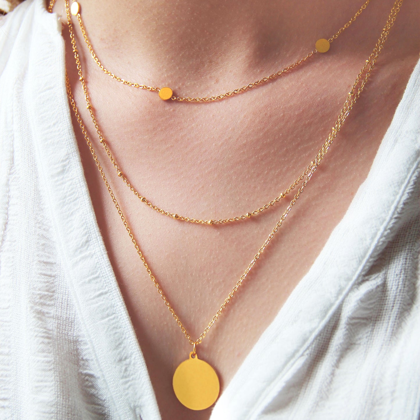 la·Label Jewelry Necklace large disc NL-028-PLA