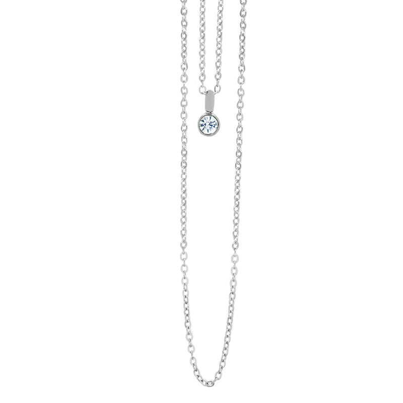 la·Label Jewelry Necklace double chain cubic zirconia pendant LN-019-ZDB