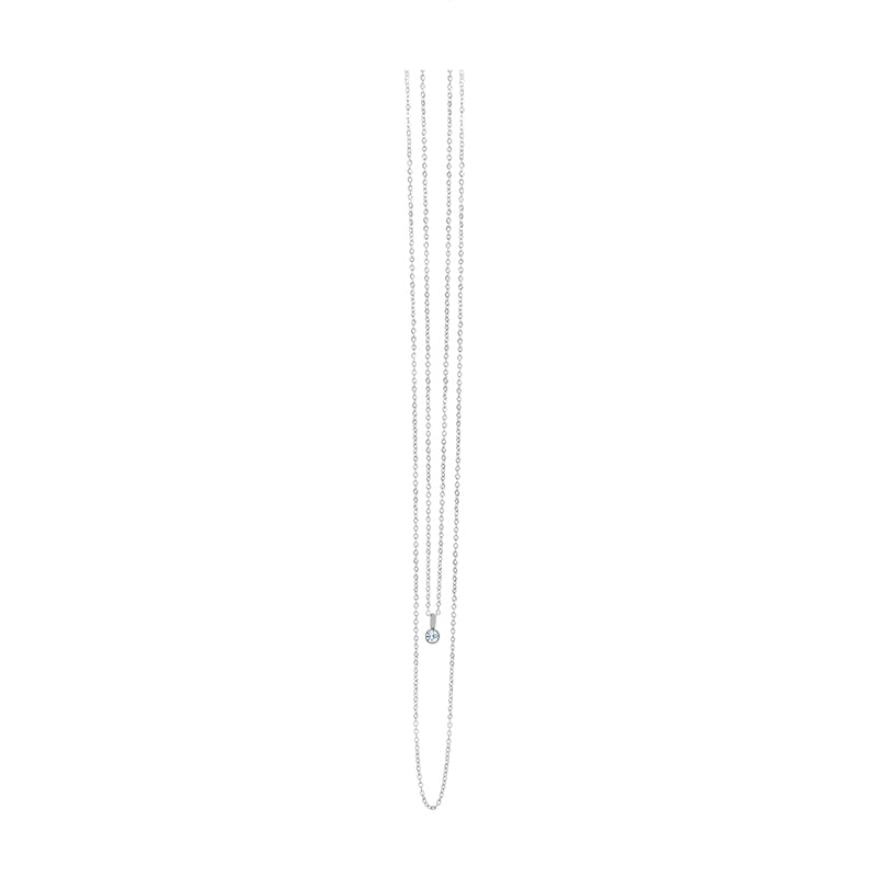 la·Label Jewelry Necklace double chain cubic zirconia pendant LN-019-ZDB