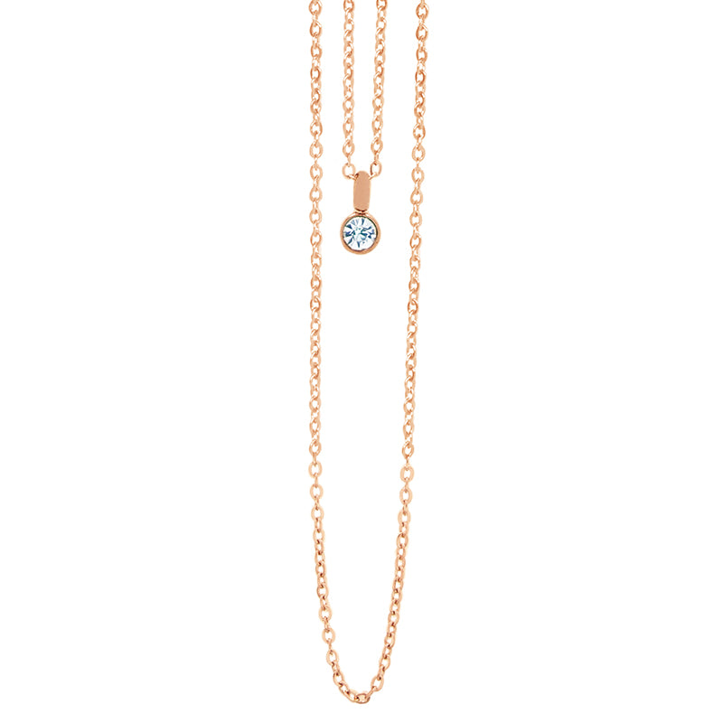la·Label Jewelry Necklace double chain cubic zirconia pendant LN-019-ZDB
