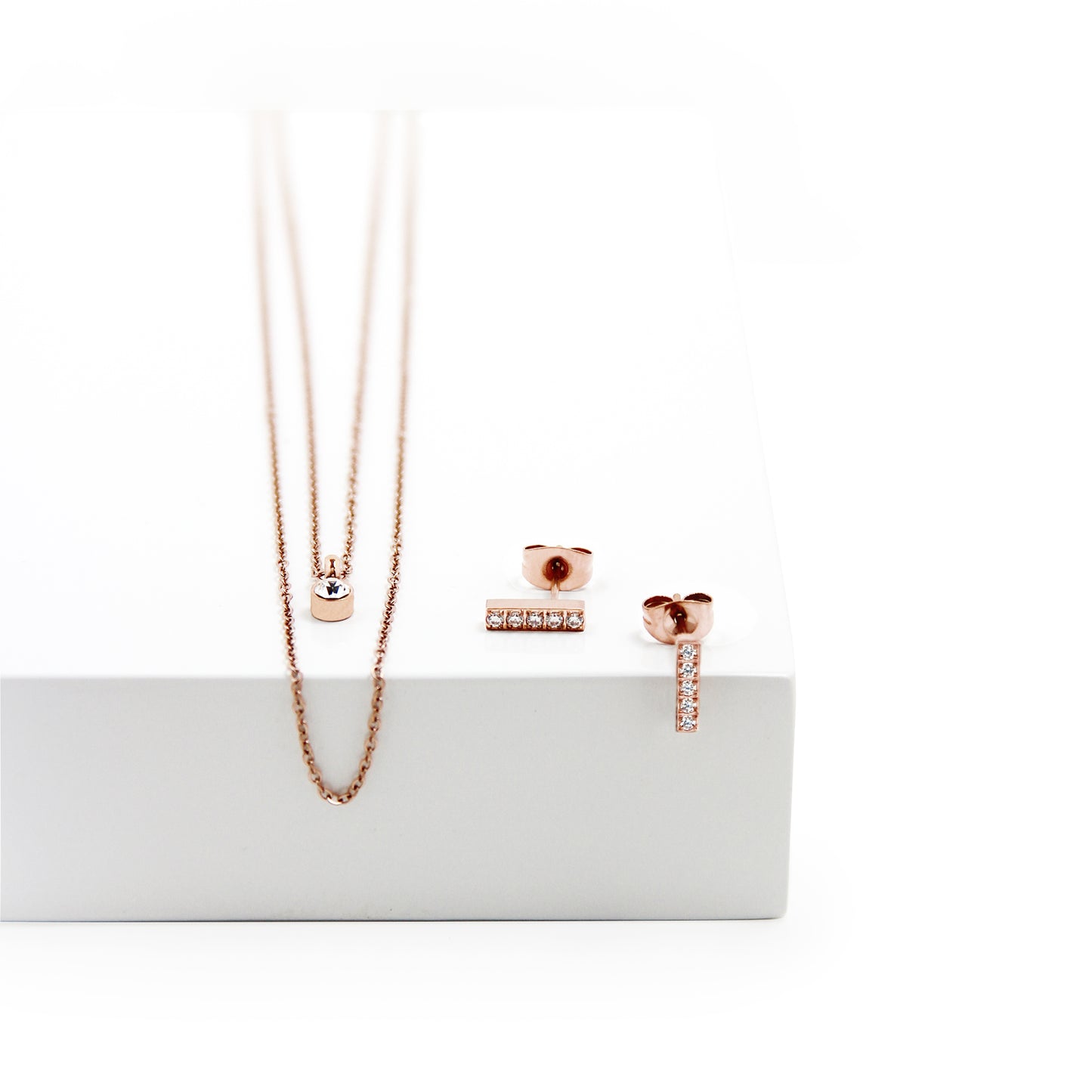 la•Label Jewelry Studs Cubic Zirconia Bar LE-024-ZTR