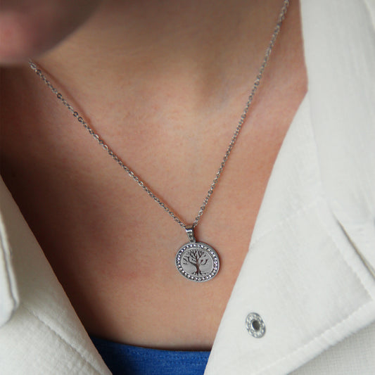 la·Label Jewelry Necklace Life Tree Zirconia LN-037-ZTR