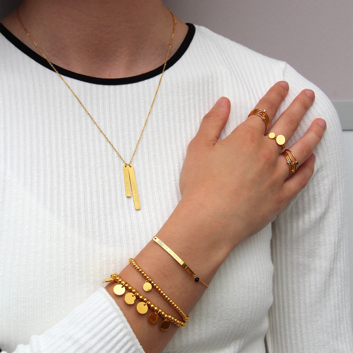 la·Label Jewelry Necklace Double Bar LN-039-DBR