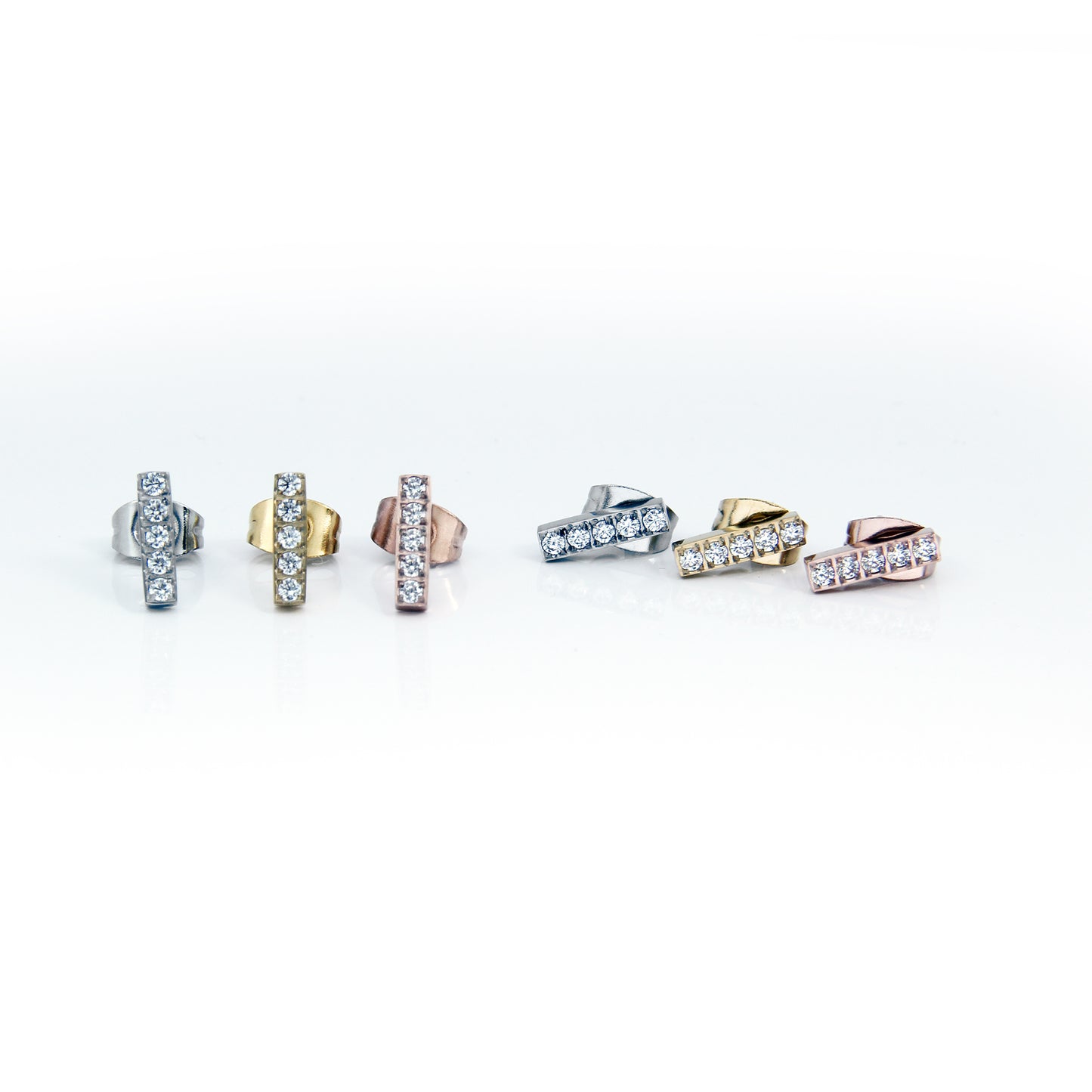 la•Label Jewelry Studs Cubic Zirconia Bar LE-024-ZTR