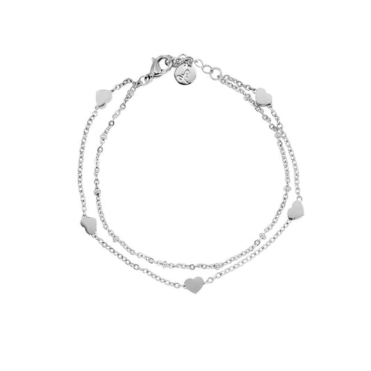 la·Label Jewelry Bracelet Double Chain Heart